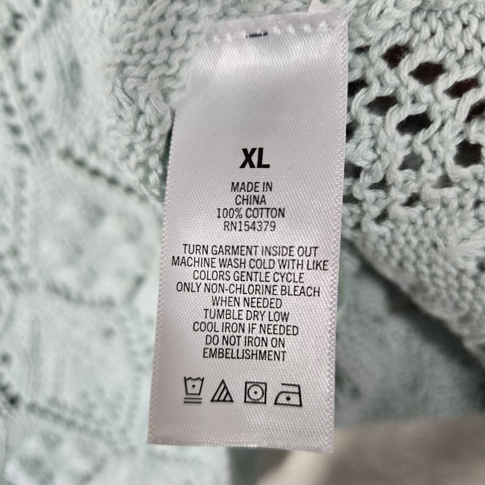 Aéropostale Crochet Tank XL Aqua Knit Cami Button Front Coquette Soft Girl - Picture 9 of 12